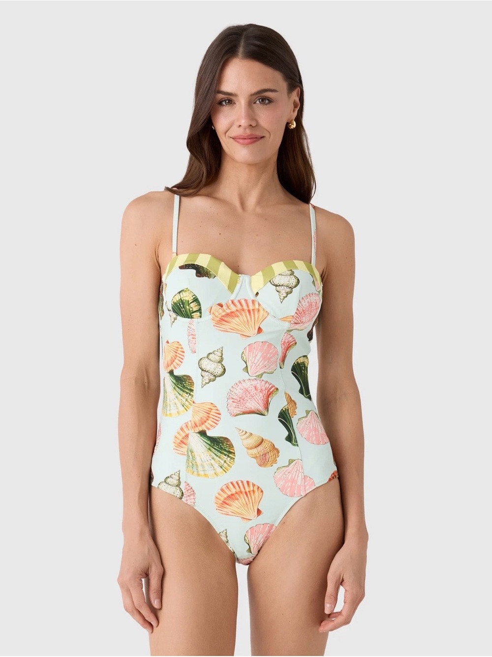 Hunter Bell Nevis Seashell Print One-Piece Swimsuit NWT Large